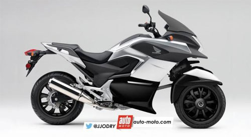 Hình dung về môtô 3 bánh của Honda. Ảnh: Auto-moto.