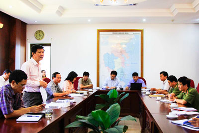 Đồng chí Trần Sơn Hải phát biểu tại buổi làm việc.