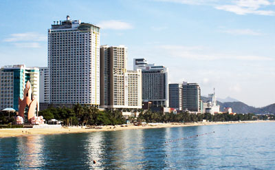 A lot of big hotels along Nha Trang beach