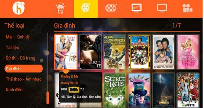 Giao diện của hayhaytv.vn