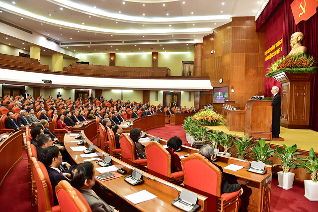 Tổng Bí thư Nguyễn Phú Trọng cho biết căn cứ vào Nghị quyết Hội nghị Trung ương lần thứ 12,Bộ Chính trị sẽ ban hành chỉ thị về phương hướng, công tác chuẩn bị bầu cử đại biểu Quốc hội và Hội đồng nhân dân các cấp nhiệm kỳ tới. Ảnh: VGP/Nhật Bắc