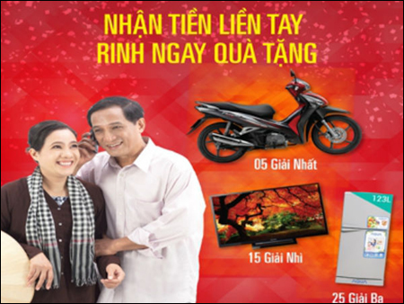 Agribank tặng xe máy, tivi cho khách nhận kiều hối