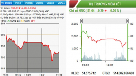  Diễn biến VN-Index và HNX-Index, phiên giao dịch ngày 24-11