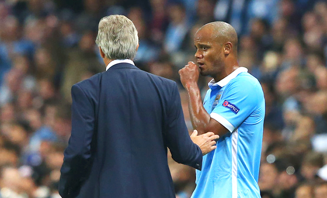 Manchester City dưới thời Manuel Pellegrini quá phụ thuộc vào những cầu thủ như Vincent Kompany.