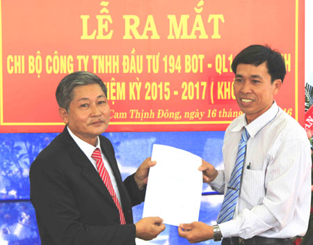 Thành lập Chi bộ Công ty TNHH Đầu tư 194 BOT - Quốc lộ 1A Cam Ranh