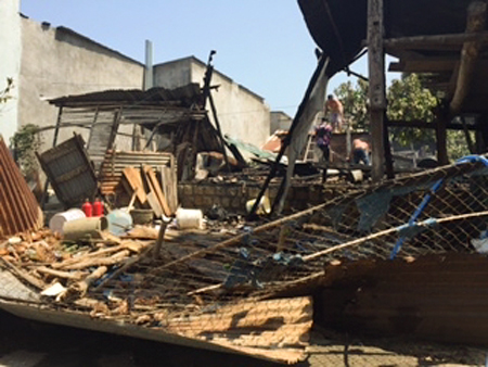 Hiện trường vụ cháy tại thôn Ngọc Thảo.