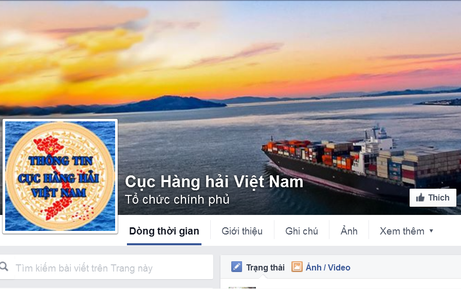 Trang Facebook chính thức của Cục Hàng hải Việt Nam.