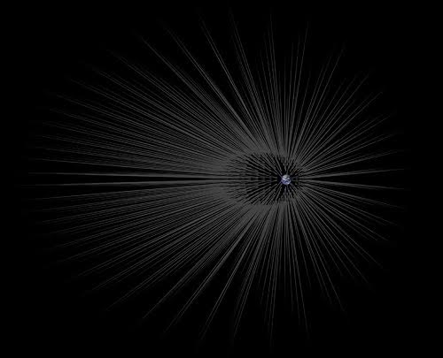 Vật chất tối có thể là các sợi dài, tỏa ra từ Trái Đất. Ảnh: NASA/JPL-Caltech