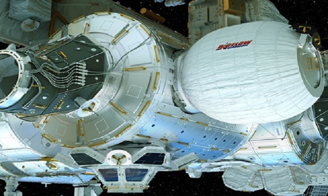 NASA dự kiến thử nghiệm nhà ở bơm phồng, hay Module Hoạt động Mở rộng Bigelow (BEAM), kết nối với ISS vào cuối tháng 5 hoặc đầu tháng 6. Dù module BEAM chỉ có kích thước bằng một phòng ngủ nhỏ, nhưng công nghệ này ảnh hưởng rất lớn đến tương lai thăm dò không gian của con người. Các cảm biến sẽ đánh giá tác động của những mảnh vỡ, cũng như mức độ phóng xạ và nhiệt độ bên trong module BEAM. Phi hành gia đi vào và rời khỏi module khoảng 4 - 6 lần mỗi năm, với thời gian 3 giờ mỗi lần. Trong lần đi vào đầu tiên, các phi hành gia có thể dạo chơi trong module mà không cần bộ đồ du hành vũ trụ hay thiết bị hỗ trợ sự sống nào khác. Module BEAM sẽ mở đường cho các trạm không gian tư nhân trên quỹ đạo Trái Đất, cũng như nhà ở bơm hơi gọn nhẹ gửi tới Mặt Trăng hoặc sao Hỏa. Ảnh: Bigelow Aerospace.
