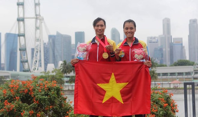 Phạm Thị Thảo/Tạ Thanh Huyền từng đoạt 2 HCV SEA Games 28. Ảnh: Hoàng Hà.