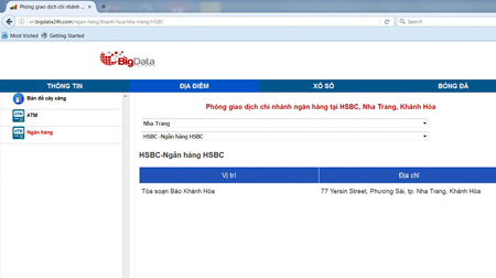 Ngân hàng HSBC Việt Nam không có chi nhánh, phòng giao dịch hoạt động tại TP. Nha Trang
