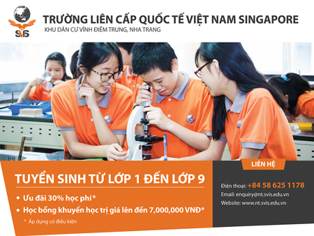 Trường Liên cấp Quốc tế Việt Nam Singapore (SVIS) tại Nha Trang với chương trình học bổng khuyến học