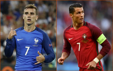Antoine Griezmann và Cristiano Ronaldo, 2 cầu thủ gánh vác nhiều kì vọng ở tại trận chung kết Euro 2016.