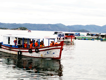 Các tàu hoạt động tại bến Đầm Môn (huyện Vạn Ninh)