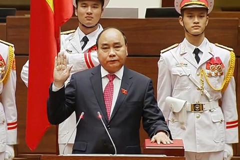 Thủ tướng Chính phủ Nguyễn Xuân Phúc tuyên thệ nhậm chức. Ảnh: VGP