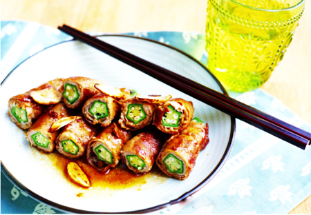 Đậu bắp cuộn thịt áp chảo