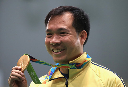 Hoàng Xuân Vinh giành HCV Olympic Rio 2016. (Ảnh: Getty).