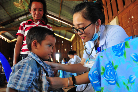 A child having medical check-up.
