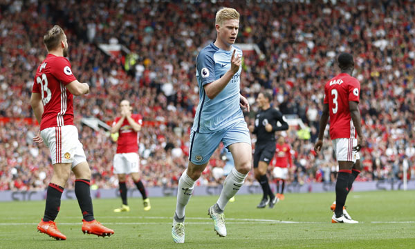 Kevin De Bruyne đã có một trận đấu cực hay, giúp cho Manchester City vượt qua Manchester United trong trận derby thành Manchester.