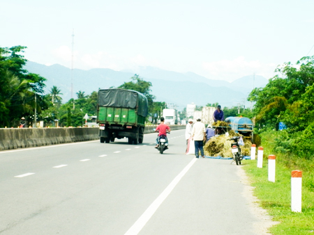 Tuốt lúa trên đường