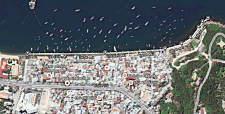 Mô phỏng bờ kè Vĩnh Nguyên chụp từ Google Maps
