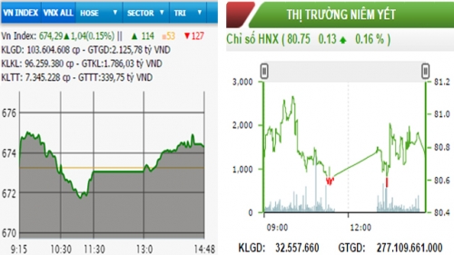 Diễn biến VN-Index và HNX-Index, phiên giao dịch ngày 21-11