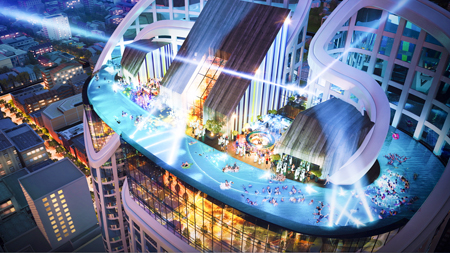 Bể bơi nước mặn đáy kính tại Panorama Nha Trang