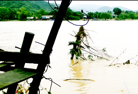 Cầu gỗ Phú Kiểng lại bị cuốn trôi