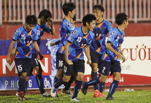 U21 Yokohama ăn mừng bàn thắng trong trận chung kết. Ảnh: Thanh Niên