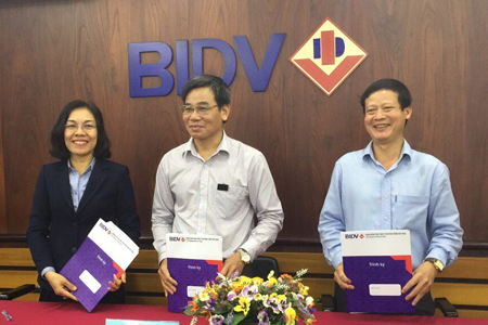 Đại diện các chi nhánh ngân hàng và Bảo hiểm xã hội tỉnh ký kết hợp tác.