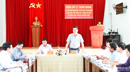Đồng chí Lê Thanh Quang phát biểu chỉ đạo tại buổi làm việc