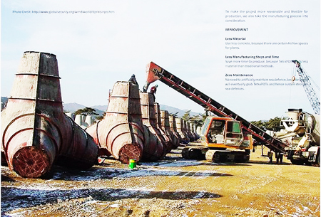 Những trụ chắn sóng khổng lồ đang được đổ bê tông tại 1 công trường ven biển