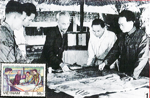 Bưu ảnh và tem Bộ chỉ huy họp quyết định  mở chiến dịch Điện Biên Phủ