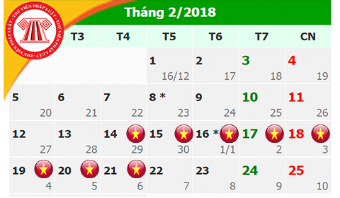 Hai phương án nghỉ Tết Nguyên đán Mậu Tuất 2018