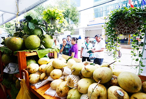 Gian hàng trái cây sạch của Trang trại trái cây Kim Kim Hoa tại phiên chợ nông sản Khánh Hòa 2017
