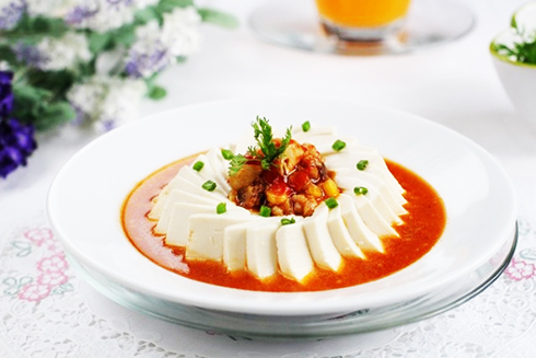 Đậu hũ non xốt nấm đông cô chay