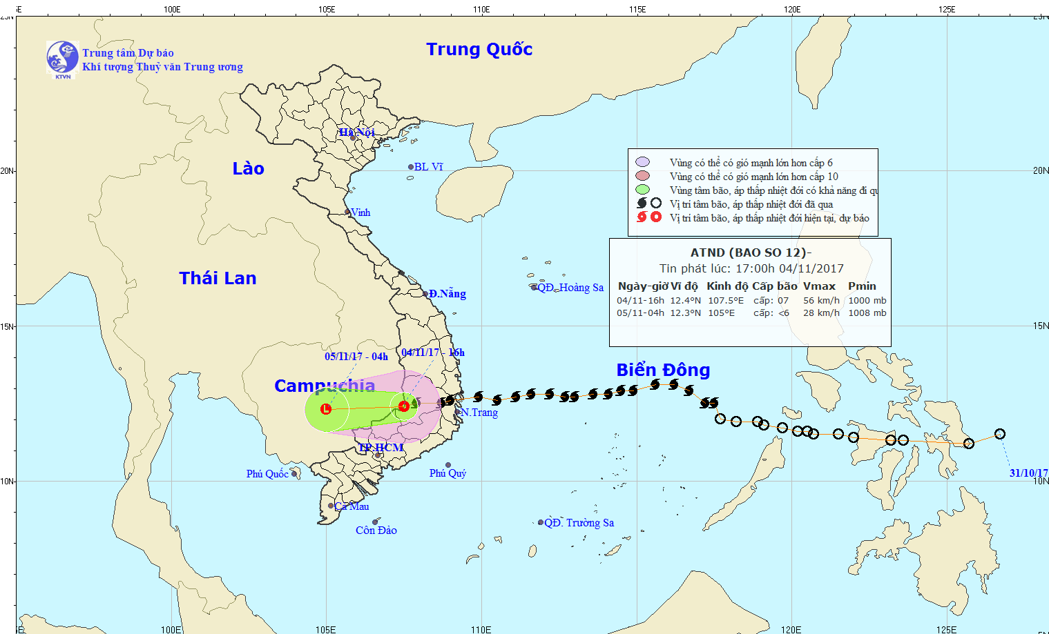 Bão số 12 đã suy yếu thành áp thấp nhiệt đới