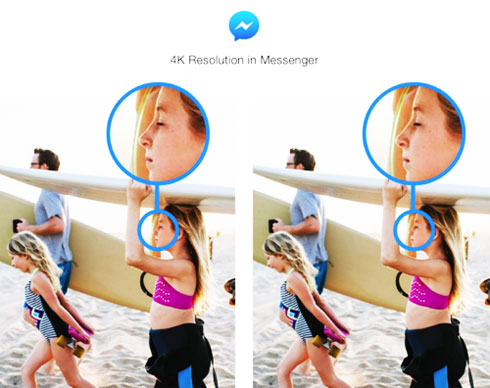 Sự khác biệt giữa gửi ảnh độ phân giải thấp hơn (bên trái) và ảnh 4K (bên phải)