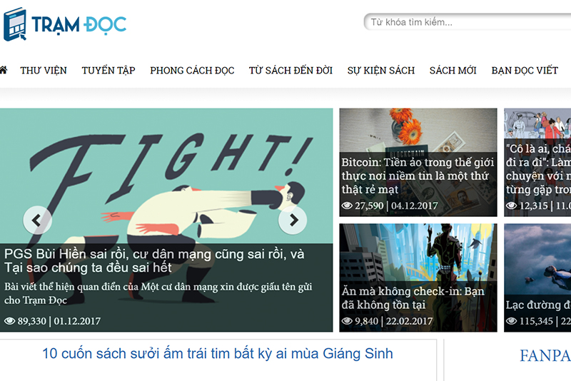 "tramdoc.vn" – an interesting website for book lovers in Vietnam