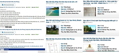 Tràn lan thông tin bán đất ở Đặc khu kinh tế Bắc Vân Phong mặc dù đặc khu này  vẫn đang trong giai đoạn bàn thảo