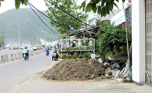 Chiếm dụng vỉa hè để đất, mua bán cây cảnh