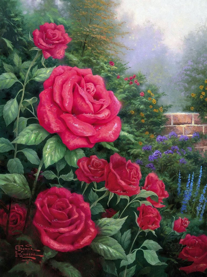 Những đóa hồng nổi tiếng trong họa phẩm The Perfect Red Rose của họa sĩ Thomas Kinkade là nguồn cảm hứng cho vườn hồng vạn đóa tại Đồi Vạn Hoa - Vinpearl Nha Trang