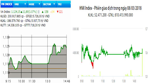 Sắc xanh nhóm Bluechips, VN-Index tăng gần 12 điểm