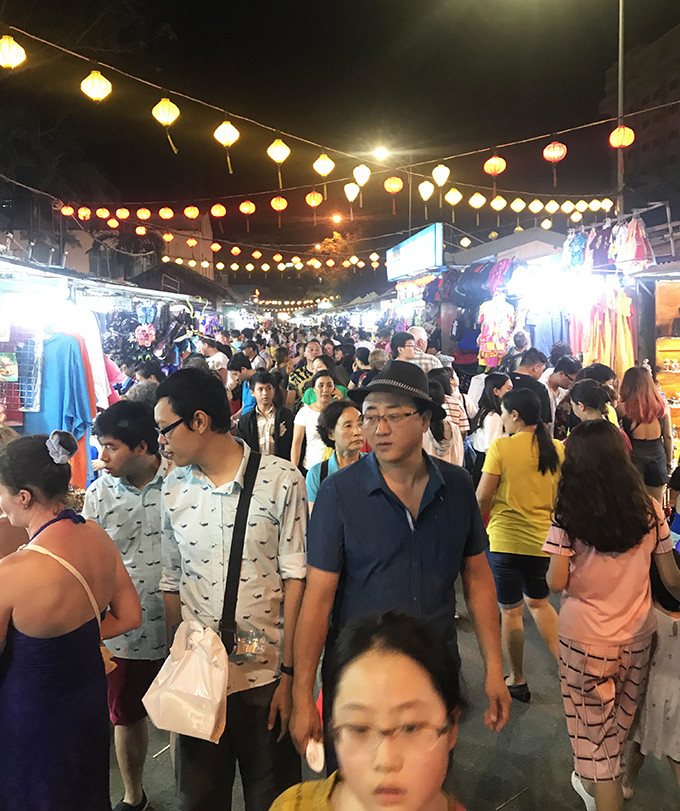 Visitors at night market