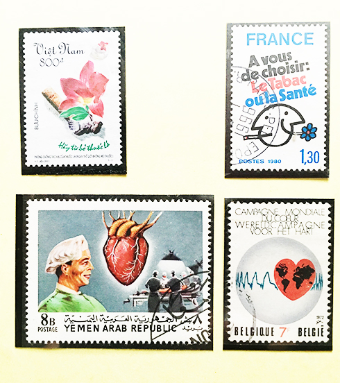 Một số mẫu tem về phòng chống thuốc lá.