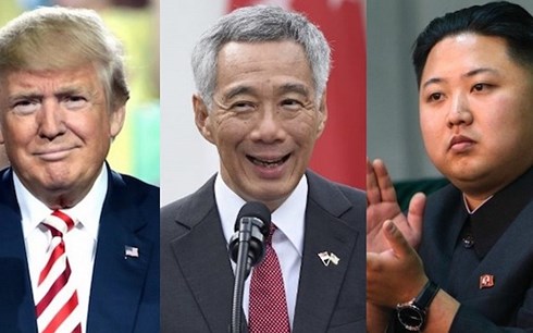 Thủ tướng Singapore (giữa) sẽ gặp riêng rẽ với lãnh đạo Mỹ và Triều Tiên. Ảnh: World News