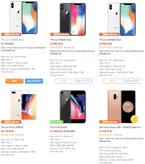 Smartphone cao cấp giảm giá hàng triệu đồng