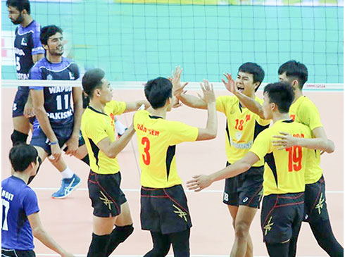 Đội bóng Sanest Khánh Hòa trong trận đấu tranh hạng 3 tại giải các câu lạc bộ nam châu Á.