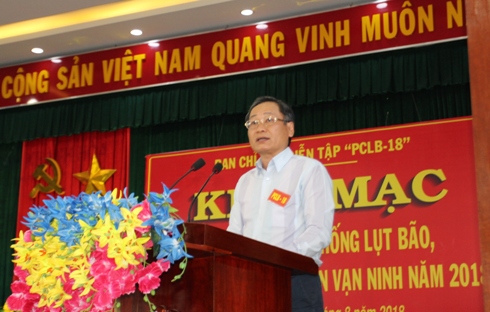 Ông Nguyễn Đắc Tài phát biểu khai mạc diễn tập.