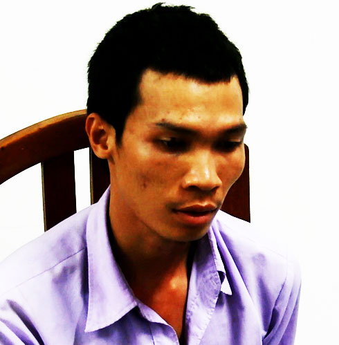 Đối tượng Thanh tại cơ quan công an.